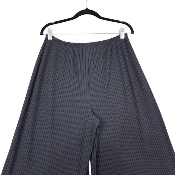 Savage X Fenty Womens Thicc Rib Wide-Leg Pant Size‎ Medium Black Caviar Lounge - Picture 5 of 10